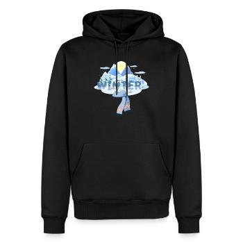 L hiver - Sweat à capuche Premium bio Homme - noir - Devant - Nico (187cm)