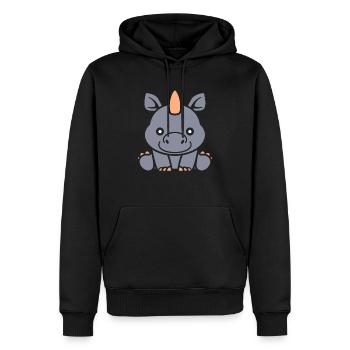 Nashorn - Männer Premium Bio Hoodie - Schwarz - Vorne - Nico (187cm)