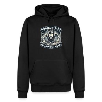 Mortar in the blood, trowel in hand - Men’s Premium Organic Hoodie - black - Front - Nico (187cm)