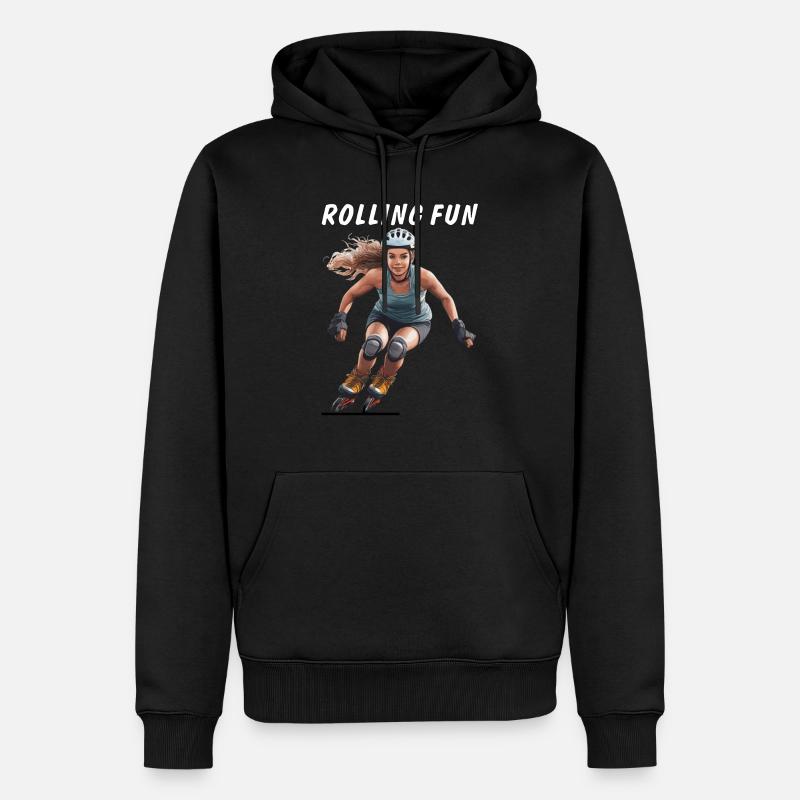 FRAU ROLLSCHUHE ROLLING FUN - Männer Premium Bio Hoodie - Schwarz