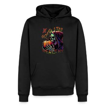 Grim Reaper Halloween Santé Citrouille - Sweat à capuche Premium bio Homme - noir - Devant - Nico (187cm)