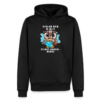 OWL STATE OF THINGS HAS DARK CIRCLES UNDER EYES - Men’s Premium Organic Hoodie - black - Front - Nico (187cm)