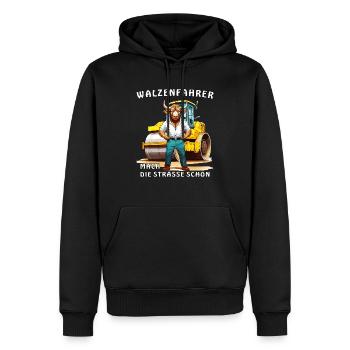 WALZENFAHRER MACH DIE STRASSE SCHÖN - Männer Premium Bio Hoodie - Schwarz - Vorne - Nico (187cm)