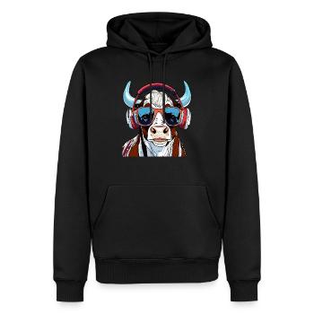 KUH MIT SONNENBRILLE - Männer Premium Bio Hoodie - Schwarz - Vorne - Nico (187cm)