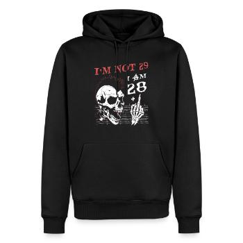 Ich bin 28 plus Mittelfinger - 29. Geburtstag - Männer Premium Bio Hoodie - Schwarz - Vorne - Nico (187cm)