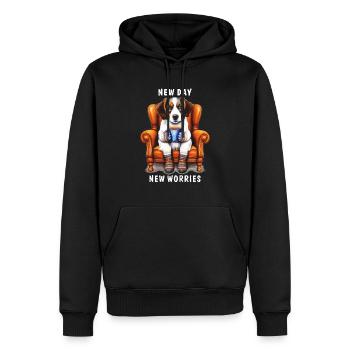CHIEN NOUVEAU JOUR NOUVEAUX SOUCIS - Sweat à capuche Premium bio Homme - noir - Devant - Nico (187cm)