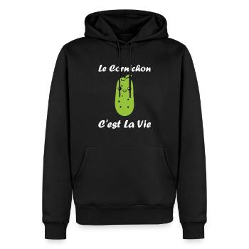 Humour cornichon - Sweat à capuche Premium bio Homme - noir - Devant - Nico (187cm)