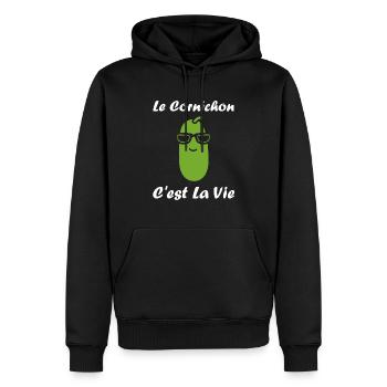 Humour cornichon - Sweat à capuche Premium bio Homme - noir - Devant - Nico (187cm)