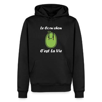 cornichon - Sweat à capuche Premium bio Homme - noir - Devant - Nico (187cm)