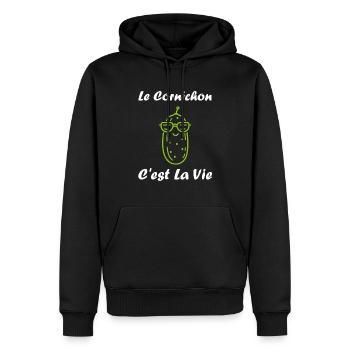 Humour cornichon - Sweat à capuche Premium bio Homme - noir - Devant - Nico (187cm)