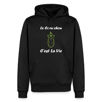 Humour cornichon - Sweat à capuche Premium bio Homme - noir - Devant - Nico (187cm)