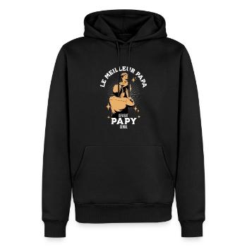 le meilleur papa Devient Papy Génial - Sweat à capuche Premium bio Homme - noir - Devant - Nico (187cm)