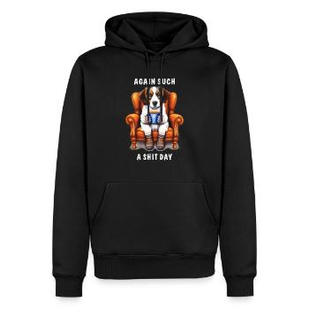 HUND AGAIN SUCH A SHIT DAY - Männer Premium Bio Hoodie - Schwarz - Vorne - Nico (187cm)