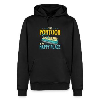 The Pontoon Is My Happy Place - Boating Lover - Men’s Premium Organic Hoodie - black - Front - Nico (187cm)