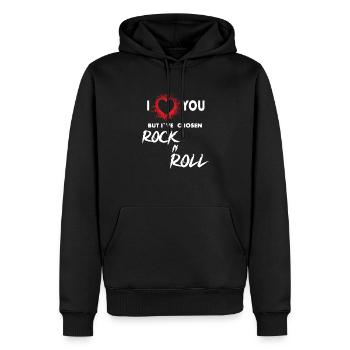 I Love But I've Chosen Rock and Roll - Men’s Premium Organic Hoodie - black - Front - Nico (187cm)