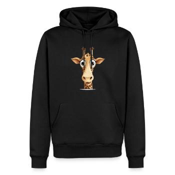 girafe jeter un coup d’œil mignon adorable drôle animal dessin animé - Sweat à capuche Premium bio Homme - noir - Devant - Nico (187cm)