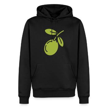 Olive - Männer Premium Bio Hoodie - Schwarz - Vorne - Nico (187cm)