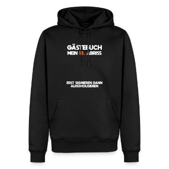 Gästebuch 18 Geburtstag Abriss - Männer Premium Bio Hoodie - Schwarz - Vorne - Nico (187cm)