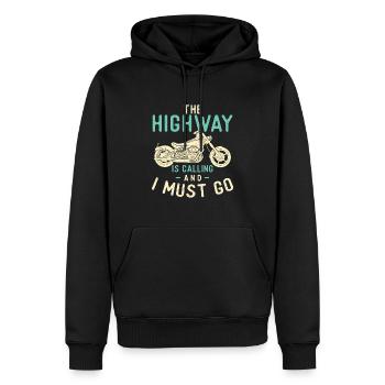 L’autoroute m’appelle et je dois y aller à vélo - Sweat à capuche Premium bio Homme - noir - Devant - Nico (187cm)