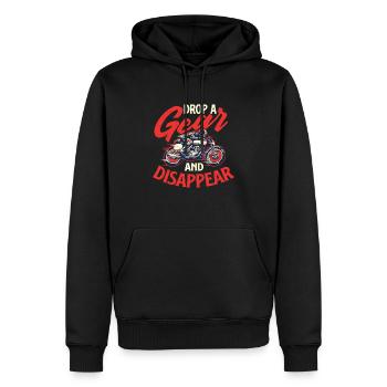 Drop A Gear And Disappear Biker Motorcycle - Men’s Premium Organic Hoodie - black - Front - Nico (187cm)