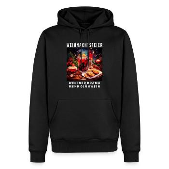 WEIHNACHTSFEIER WENIGER DRAMA - Männer Premium Bio Hoodie - Schwarz - Vorne - Nico (187cm)