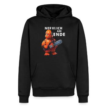 NERVEUX À LA FIN - Sweat à capuche Premium bio Homme - noir - Devant - Nico (187cm)