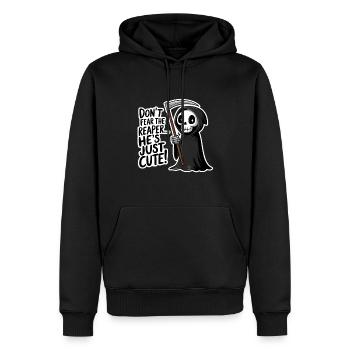 N’ayez pas peur de la faucheuse... Il est juste mignon - Sweat à capuche Premium bio Homme - noir - Devant - Nico (187cm)
