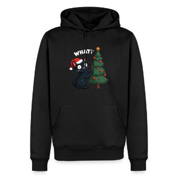Cat What? Funny Christmas Tree for Cat Lovers - Men’s Premium Organic Hoodie - black - Front - Nico (187cm)
