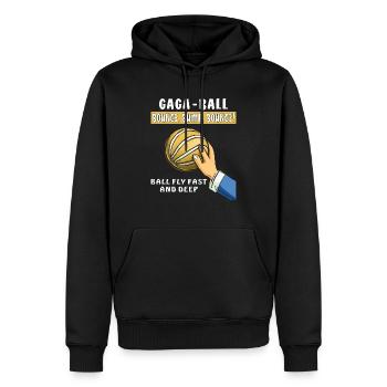 GAGA BALL BOUNCE, BUMP, BOUNCE! - Männer Premium Bio Hoodie - Schwarz - Vorne - Nico (187cm)