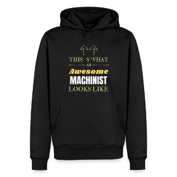 So sieht ein großartiger Maschinist aus - Männer Premium Bio Hoodie - Schwarz - Vorne - Nico (187cm)