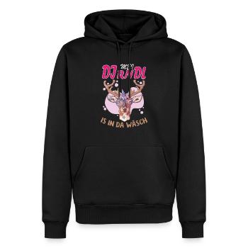 Trachten T-Shirt Damen Trachtenshirt Tracht Ersatz - Männer Premium Bio Hoodie - Schwarz - Vorne - Nico (187cm)