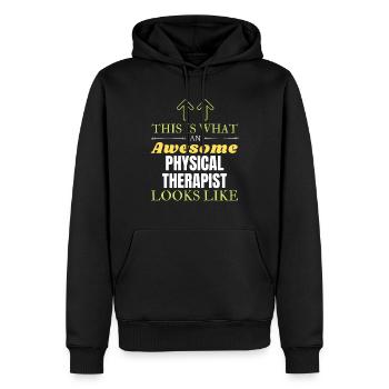 Voici à quoi ressemble un physiothérapeute génial L - Sweat à capuche Premium bio Homme - noir - Devant - Nico (187cm)