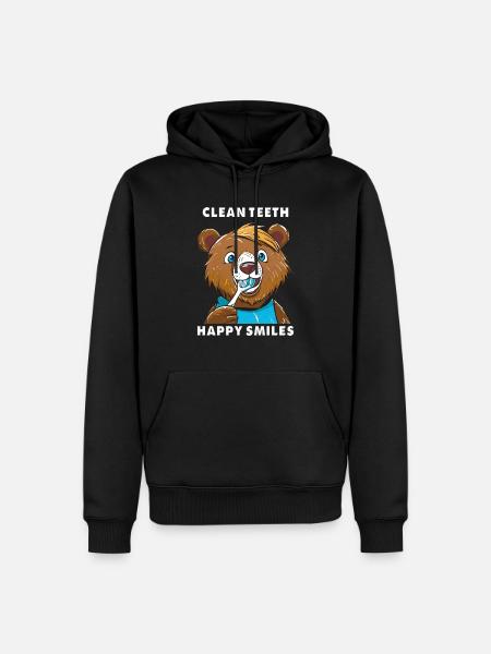 BEAR CLEAN TEETH, HAPPY SMILES - Men’s Premium Organic Hoodie - black