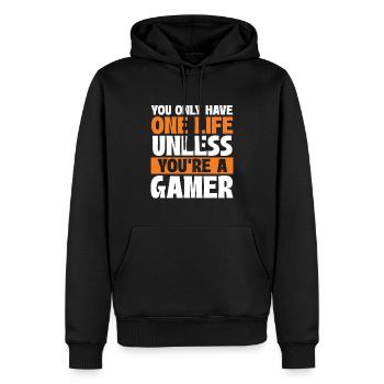 Ein Leben - es sei denn, du bist ein Gamer - Gaming Humor - Männer Premium Bio Hoodie - Schwarz - Vorne - Nico (187cm)