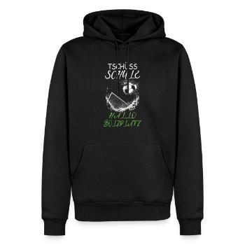 Dernier jour d’école Bye school Hello terrain de football - Sweat à capuche Premium bio Homme - noir - Devant - Nico (187cm)