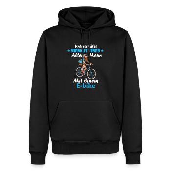 Never underestimate old man with ebike bike - Men’s Premium Organic Hoodie - black - Front - Nico (187cm)