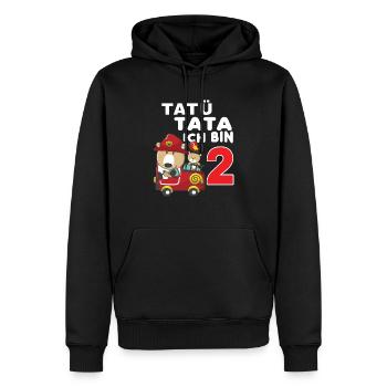 Enfants J’ai 2 ans Anniversaire Tatü Tata Pompiers - Sweat à capuche Premium bio Homme - noir - Devant - Nico (187cm)