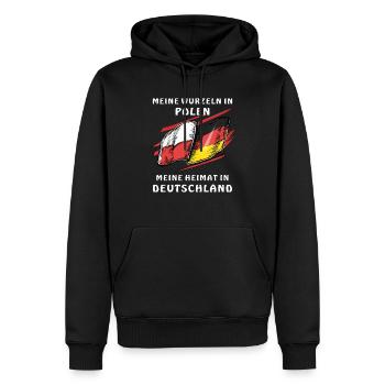 RACINES EN POLOGNE, MAISON EN ALLEMAGNE - Sweat à capuche Premium bio Homme - noir - Devant - Nico (187cm)