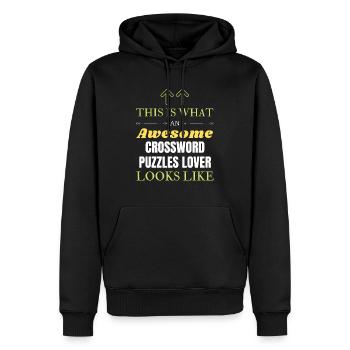C’est ce qu’un amateur de mots croisés génial lo - Sweat à capuche Premium bio Homme - noir - Devant - Nico (187cm)