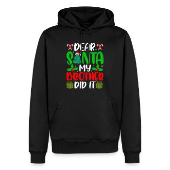 Cher Père Noël, mon frère l’a fait Noël - Sweat à capuche Premium bio Homme - noir - Devant - Nico (187cm)