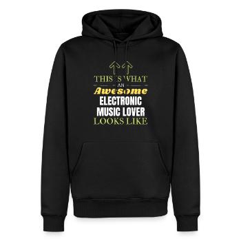 Das ist das, was ein genialer Liebhaber elektronischer Musik klopft - Männer Premium Bio Hoodie - Schwarz - Vorne - Nico (187cm)