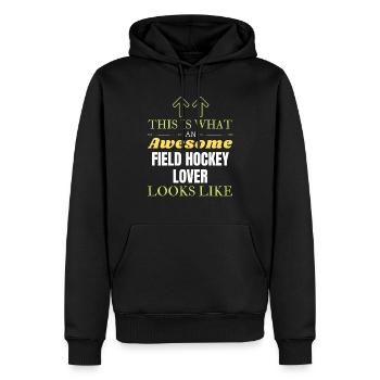 So sieht ein toller Feldhockey-Liebhaber aus l - Männer Premium Bio Hoodie - Schwarz - Vorne - Nico (187cm)