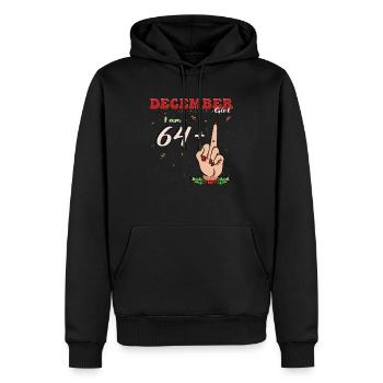 Dezember Mädchen 64 + Mittelfinger | Fetter 65. Platz - Männer Premium Bio Hoodie - Schwarz - Vorne - Nico (187cm)