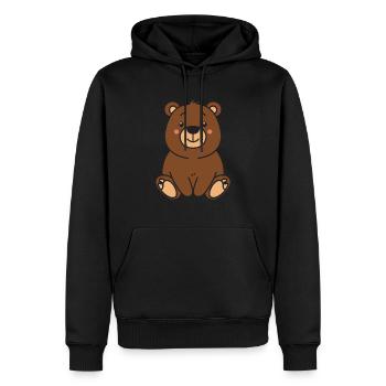 Grizzly petit ours - Sweat à capuche Premium bio Homme - noir - Devant - Nico (187cm)