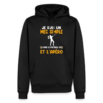 Einfacher Kerl Fußball USA Aperitif Fußballer Humor - Männer Premium Bio Hoodie - Schwarz - Vorne - Nico (187cm)