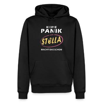 PAS DE PANIQUE, STELLA LE FERA - Sweat à capuche Premium bio Homme - noir - Devant - Nico (187cm)