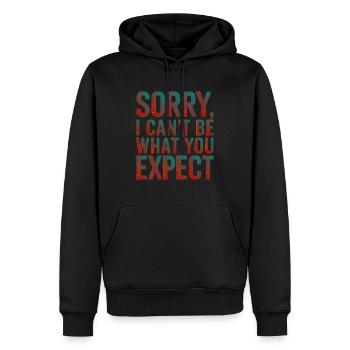 WHAT YOU EXPECT - Men’s Premium Organic Hoodie - black - Front - Nico (187cm)