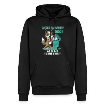 LEAVING DOG TRASH CAN LYING AROUND IS STUPID - Men’s Premium Organic Hoodie - black - Front - Nico (187cm)