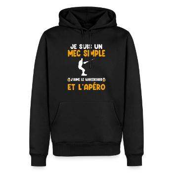 Einfacher Kerl Wakeboard Aperitif Wakeboarder Humor - Männer Premium Bio Hoodie - Schwarz - Vorne - Nico (187cm)