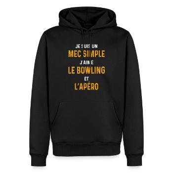 bowling apéro Mec simple bouliste - Sweat à capuche Premium bio Homme - noir - Devant - Nico (187cm)